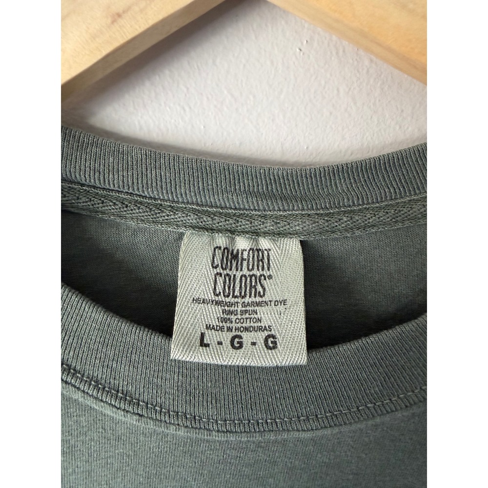 Comfort Colors Overstimulated Graphic T-Shirt Sage Green Heavyweight Cotton L - Picture 3 of 4
